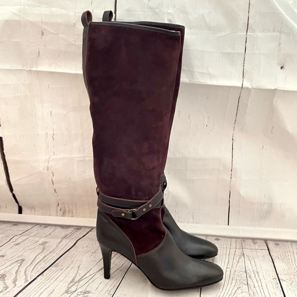 J Crew Brown Leather Suede Heeled Boots 6.5 78914